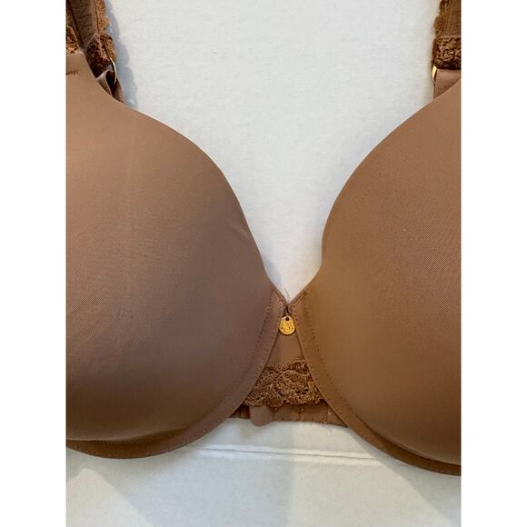 Natori Women's Body Double Lace Trim Full Fit Contour Bra Suntan Size 34DDD NEW - Picture 8 of 9